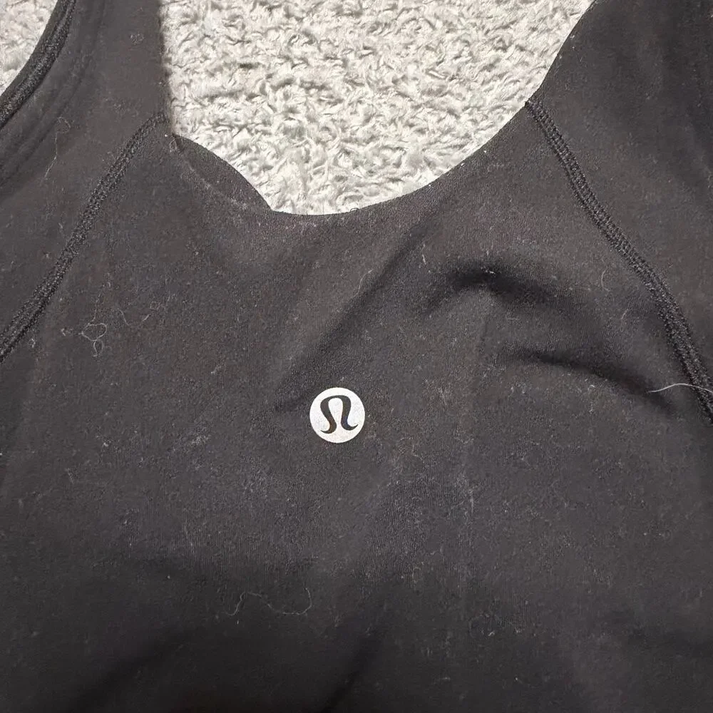 Lululemon Align Crop Tank Bra Womens 4 Workout Four way Stretch Black W1CW4S